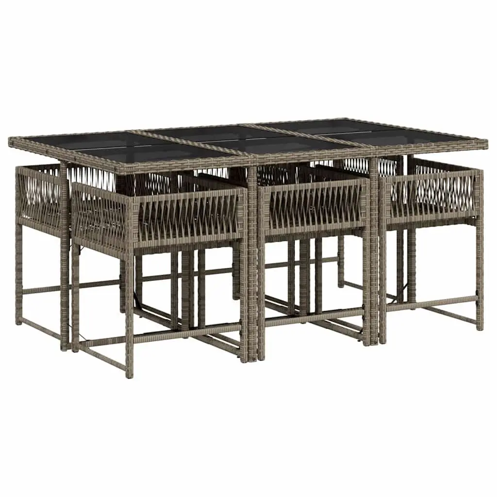 7 Piece Grey Poly Rattan Garden Dining Set