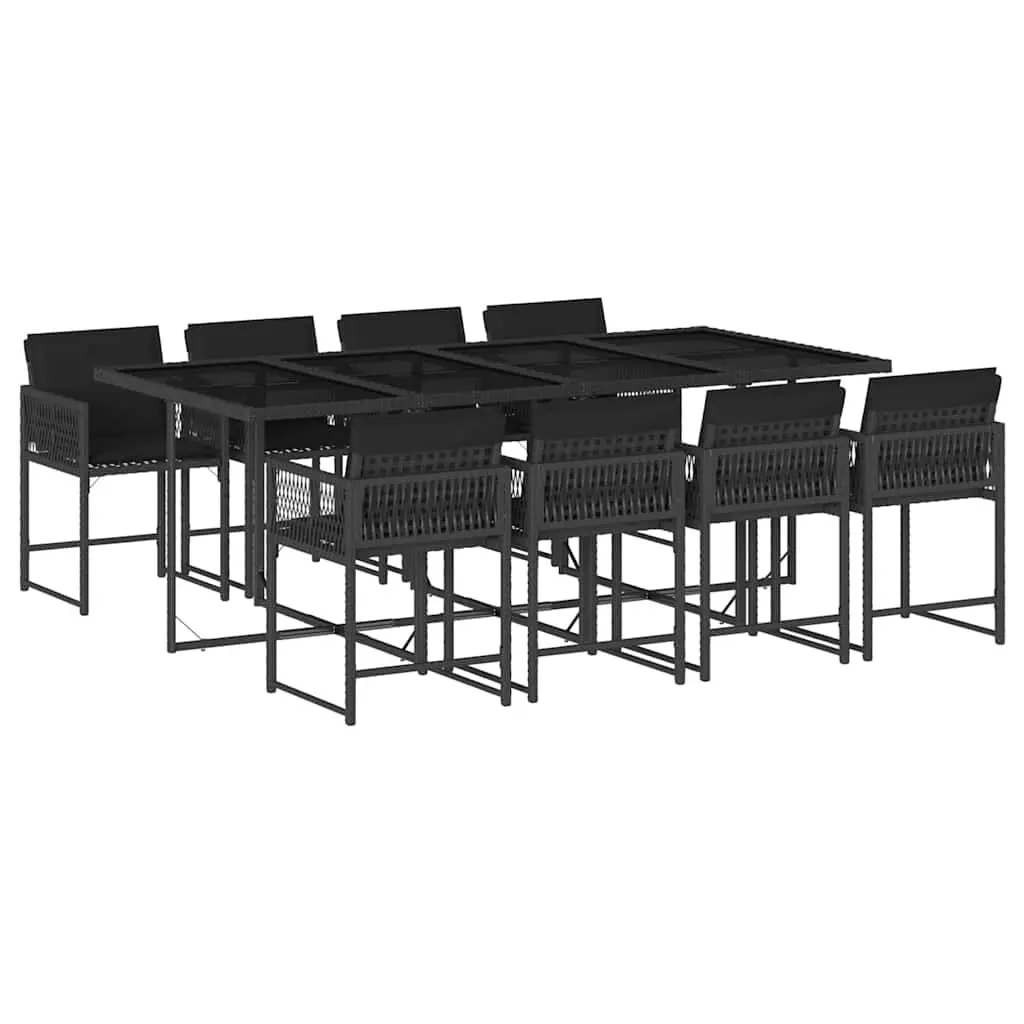 Garden Dining Set Poly Rattan 9 Piece Outdoor Furniture Black