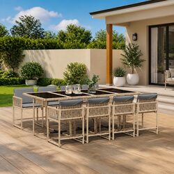 Durable 9 Piece Garden Dining Set with Cushions