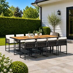 Durable 9 Piece Black Garden Dining Set for Outdoor Spaces