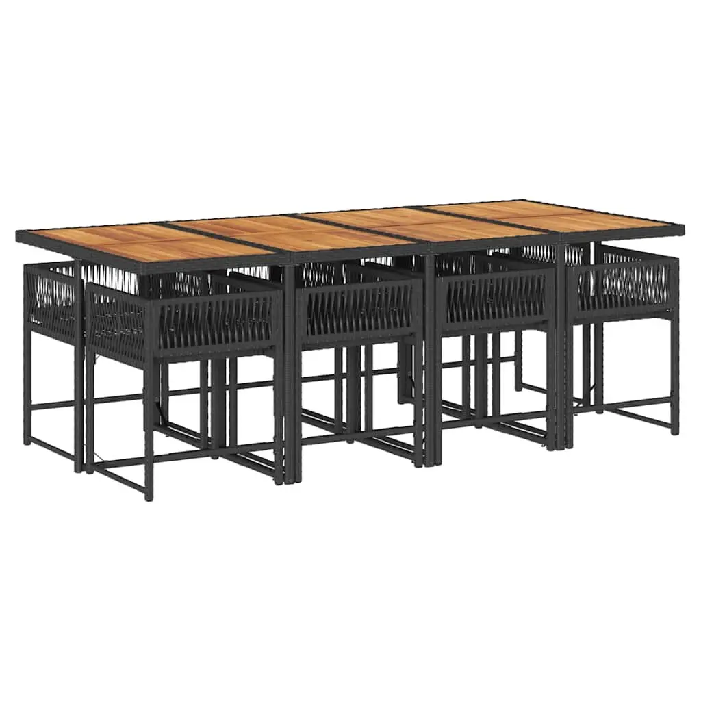 9 Piece Black Garden Dining Set for Outdoor Spaces