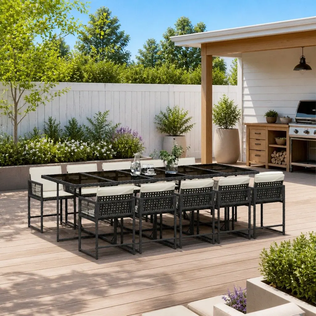 11 Piece Garden Dining Set with Cushions