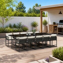 Durable 11 Piece Garden Dining Set with Cushions