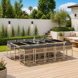 Premium 11-Piece Garden Dining Set with PE Rattan