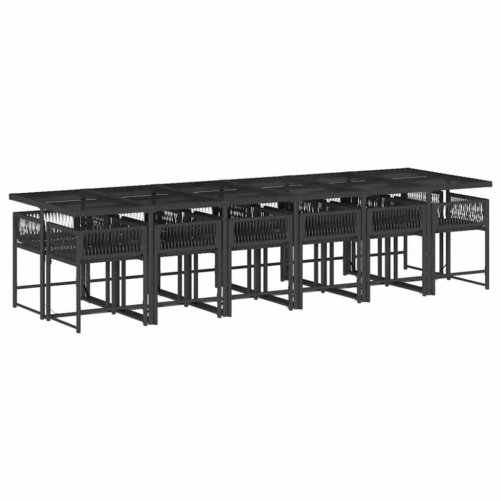 Outdoor Dining Set PE Rattan 13 Piece Black Patio Furniture