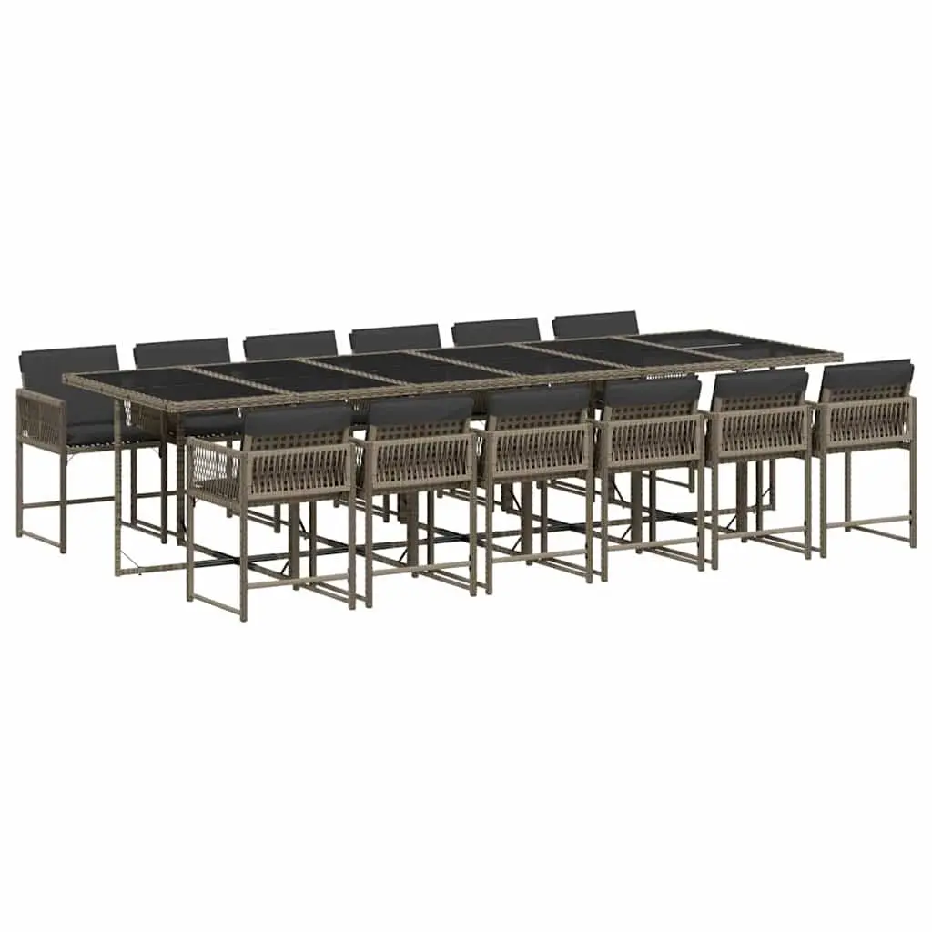 Grey Garden Dining Set 13 Pieces with Cushions