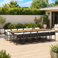 Premium 13-Piece Black PE Rattan Garden Dining Set