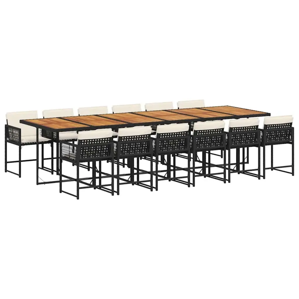 13-Piece Black PE Rattan Garden Dining Set