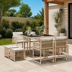 9-Piece Outdoor Dining Set with Poly Rattan Chairs