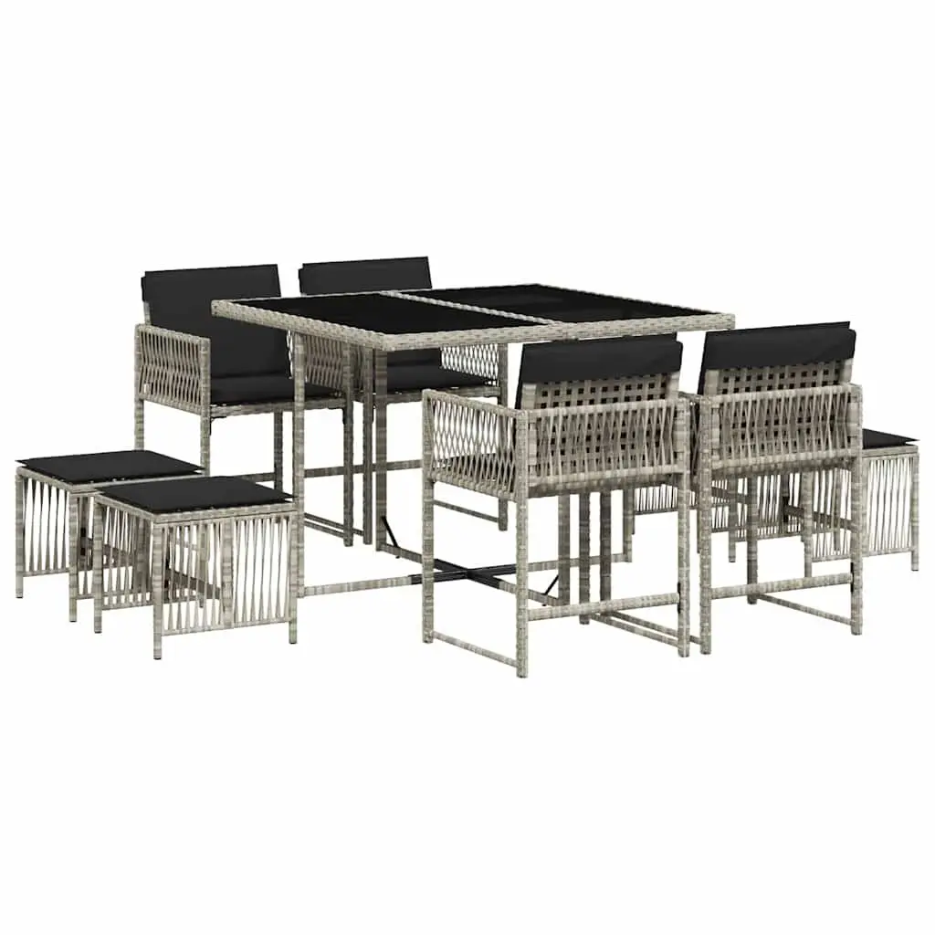 9 Piece Grey Outdoor Garden Dining Set with Cushions