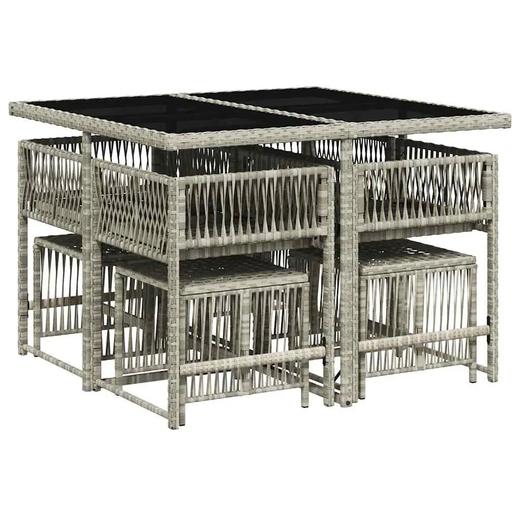 9 Piece Grey Outdoor Garden Dining Set with Cushions