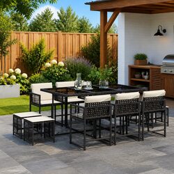Durable Garden Dining Set with Cushions – 11 Pieces