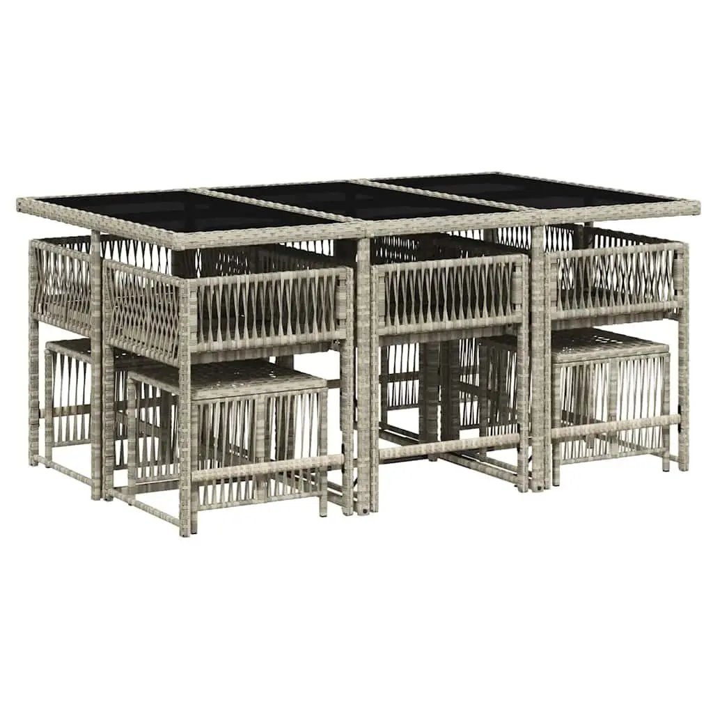 11-Piece Grey PE Rattan Garden Dining Set