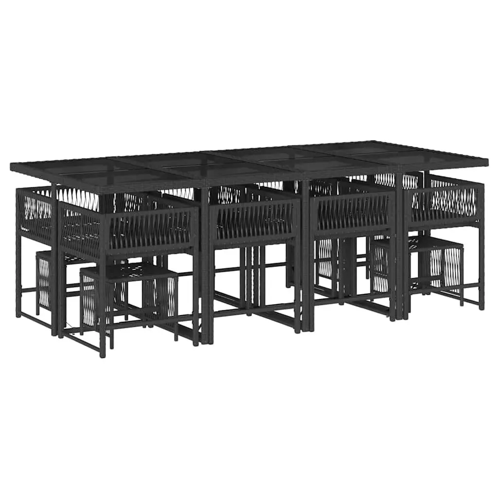 13 Piece Black Poly Rattan Garden Dining Set
