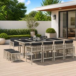 Premium 13-Piece Garden Dining Set with Grey Poly Rattan