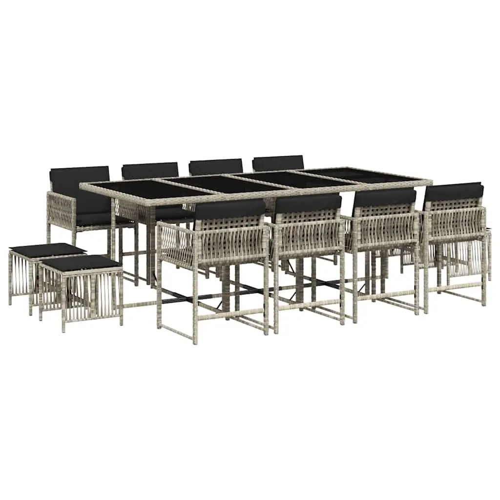 13-Piece Garden Dining Set with Grey Poly Rattan