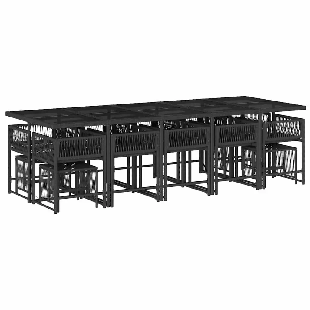 15-Piece Garden Dining Set with Black PE Rattan