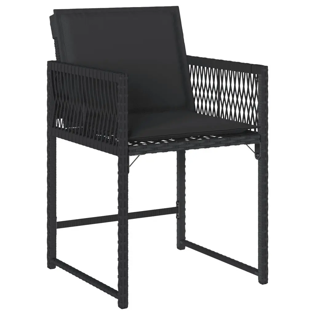 15 Piece Black Outdoor Dining Set with Cushions
