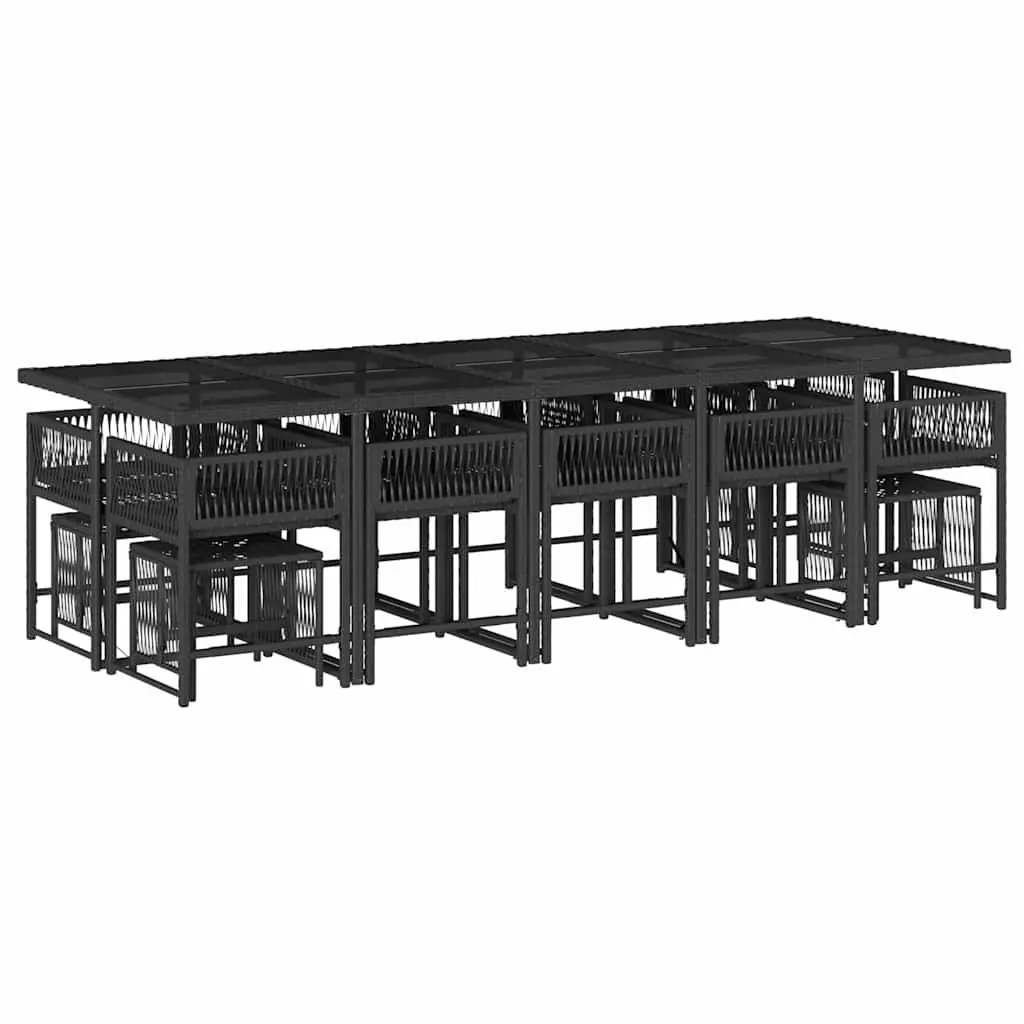 15 Piece Black Outdoor Dining Set with Cushions
