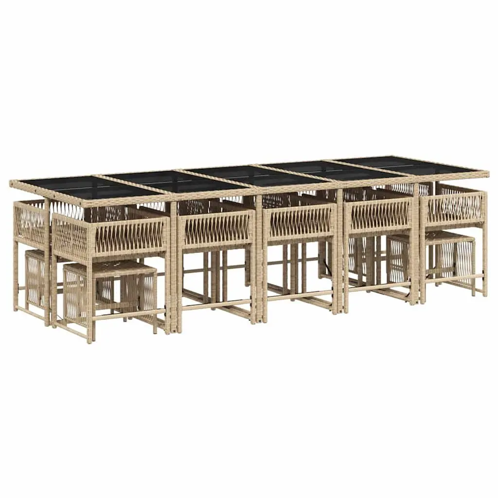 15-Piece Beige Garden Dining Set with Cushions