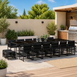 Premium 17-Piece Outdoor Dining Set with Cushions