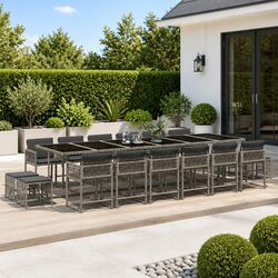 17 Piece Grey Poly Rattan Garden Dining Set