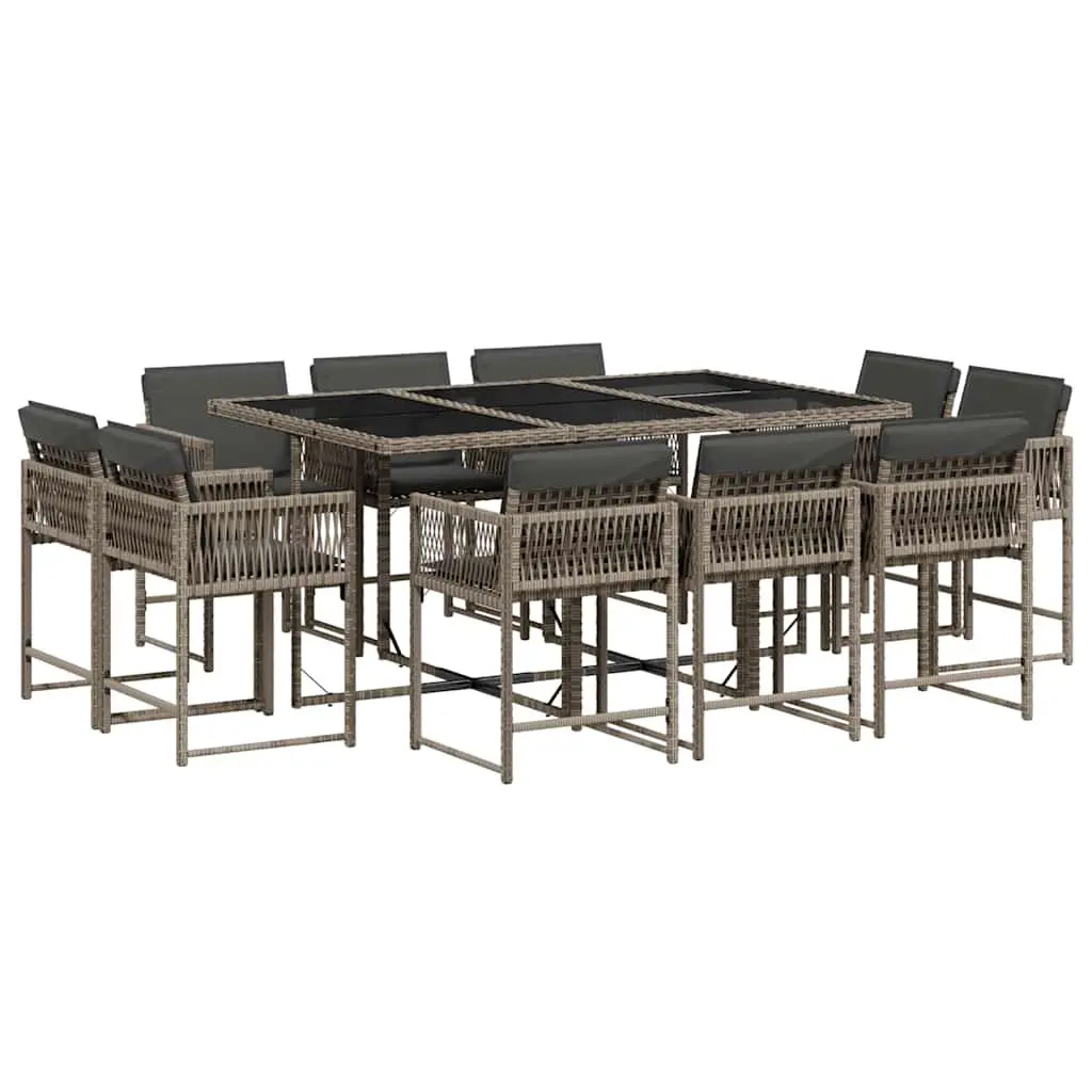 11 Piece Grey Poly Rattan Garden Dining Set