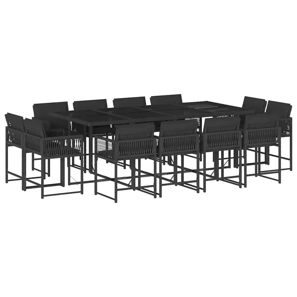 Garden Dining Set PE Rattan 13 Piece Outdoor Furniture Patio Table Chairs Black