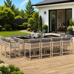 Premium 13-Piece Outdoor Dining Set with Rattan Chairs