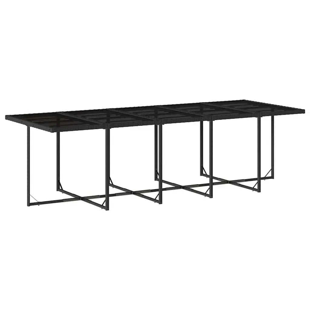 15-Piece Black Poly Rattan Garden Dining Set
