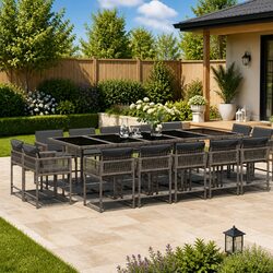 Durable 15 Piece Outdoor Garden Dining Set in Grey