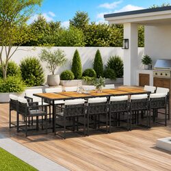 Durable 15-Piece Outdoor Garden Dining Set in Black