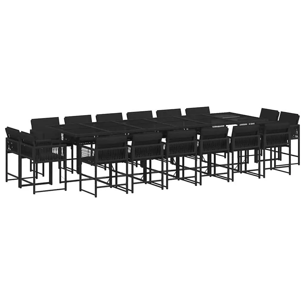 17 Piece Black Poly Rattan Garden Dining Set
