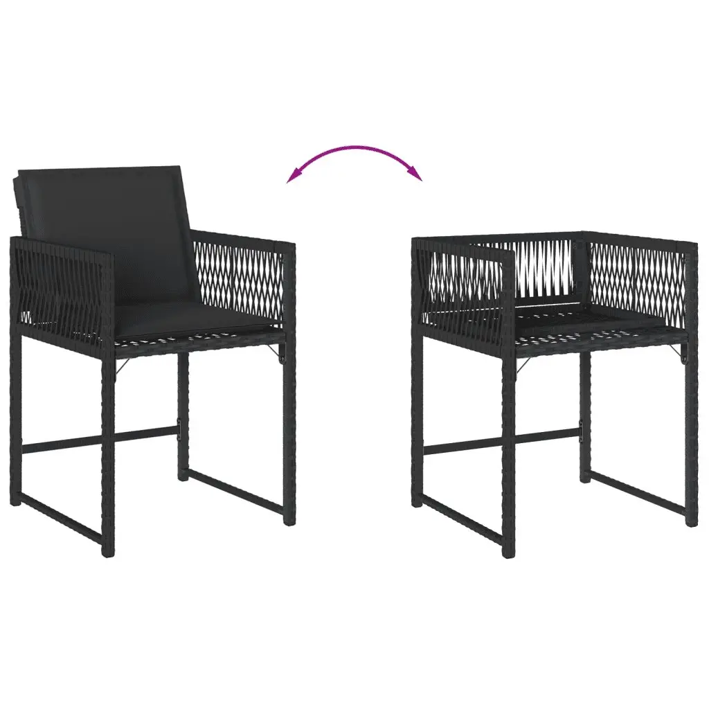 17 Piece Black Poly Rattan Garden Dining Set