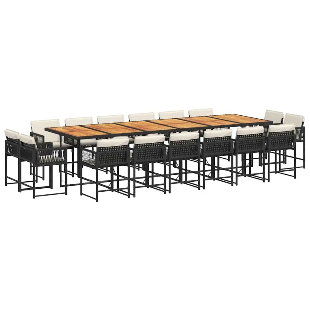 17 Piece Black Poly Rattan Outdoor Dining Set
