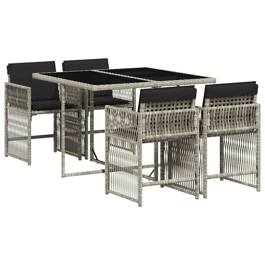 5 Piece Grey Poly Rattan Outdoor Dining Set