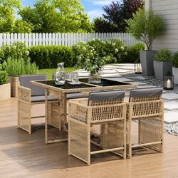5 Piece Outdoor Dining Set with Durable PE Rattan Chairs