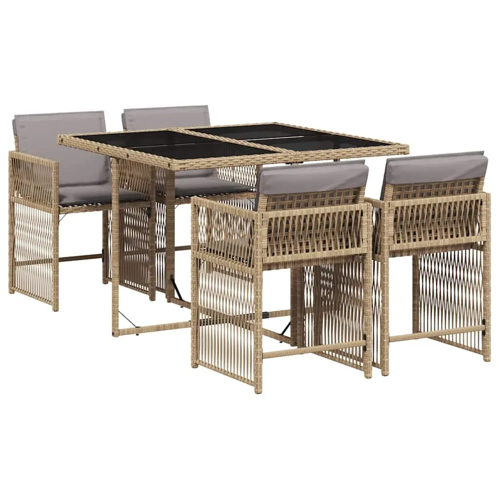 5 Piece Outdoor Dining Set with Durable PE Rattan Chairs