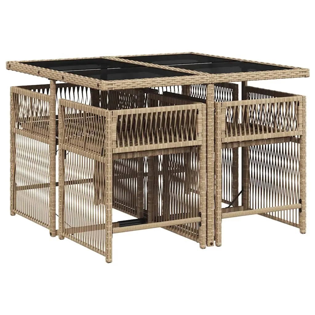 5 Piece Outdoor Dining Set with Durable PE Rattan Chairs