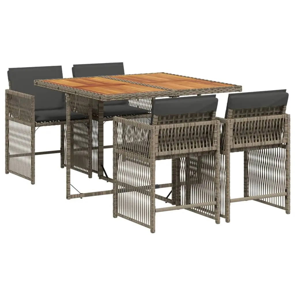 5 Piece Grey Poly Rattan Garden Dining Set