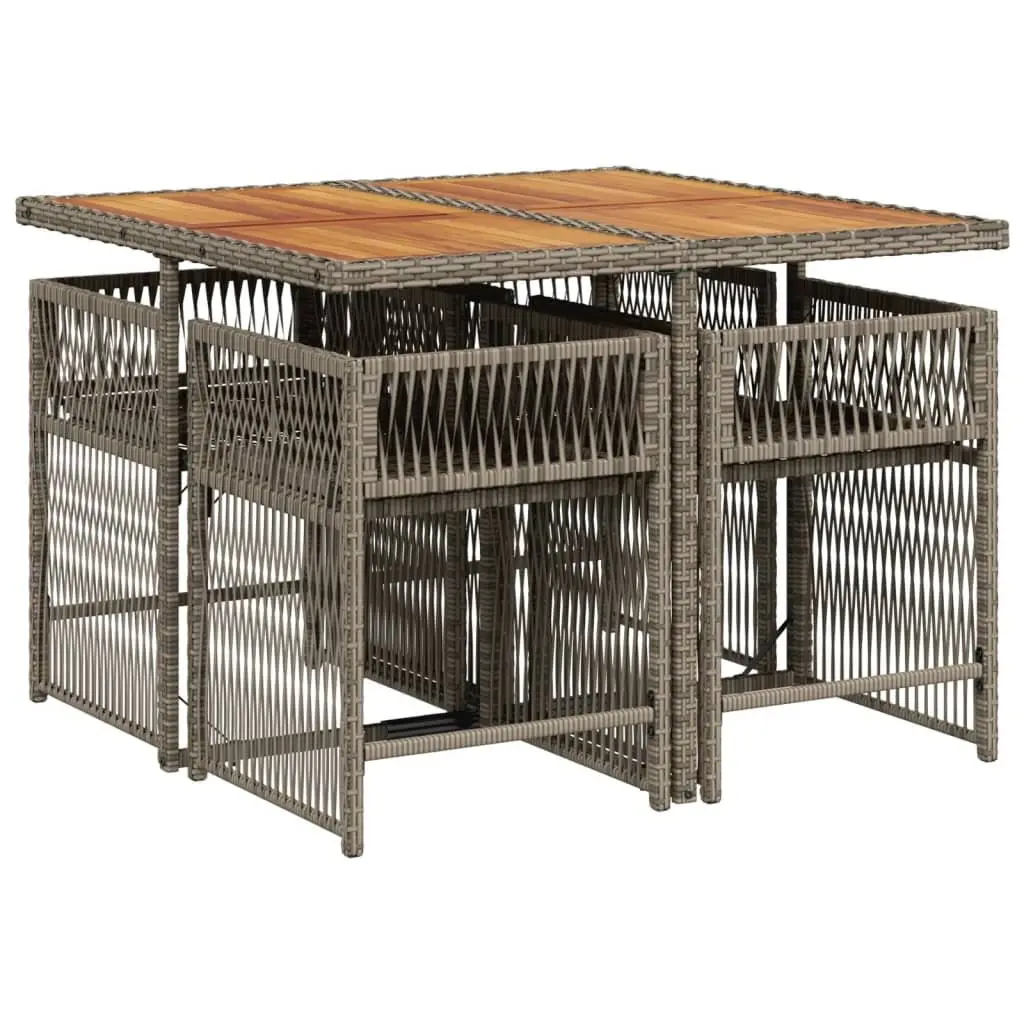 5 Piece Grey Poly Rattan Garden Dining Set