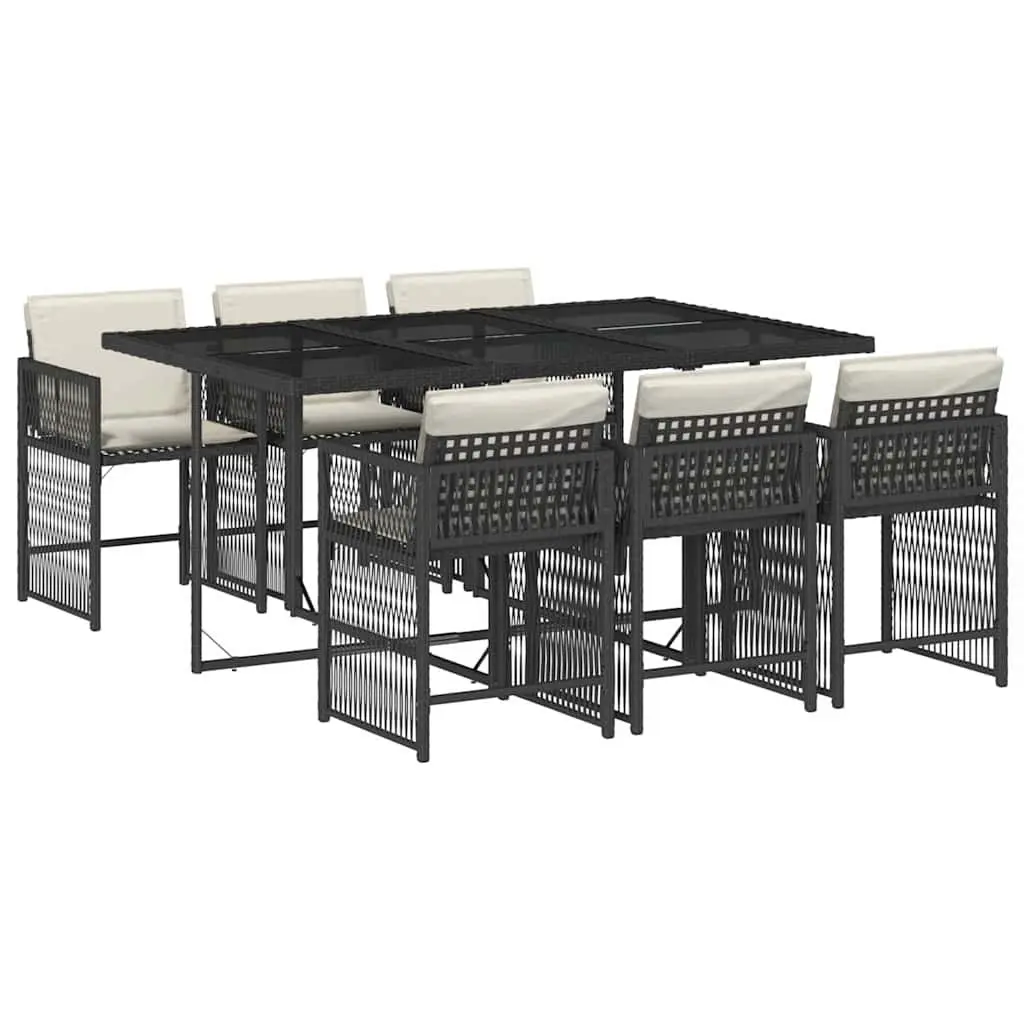 7 Piece Black PE Rattan Garden Dining Set