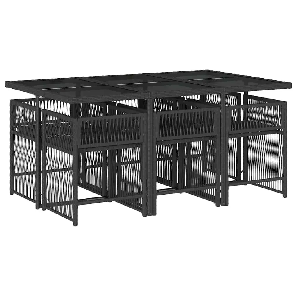 7 Piece Black PE Rattan Garden Dining Set
