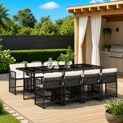 Stylish 9-Piece Outdoor Garden Dining Set with Cushions