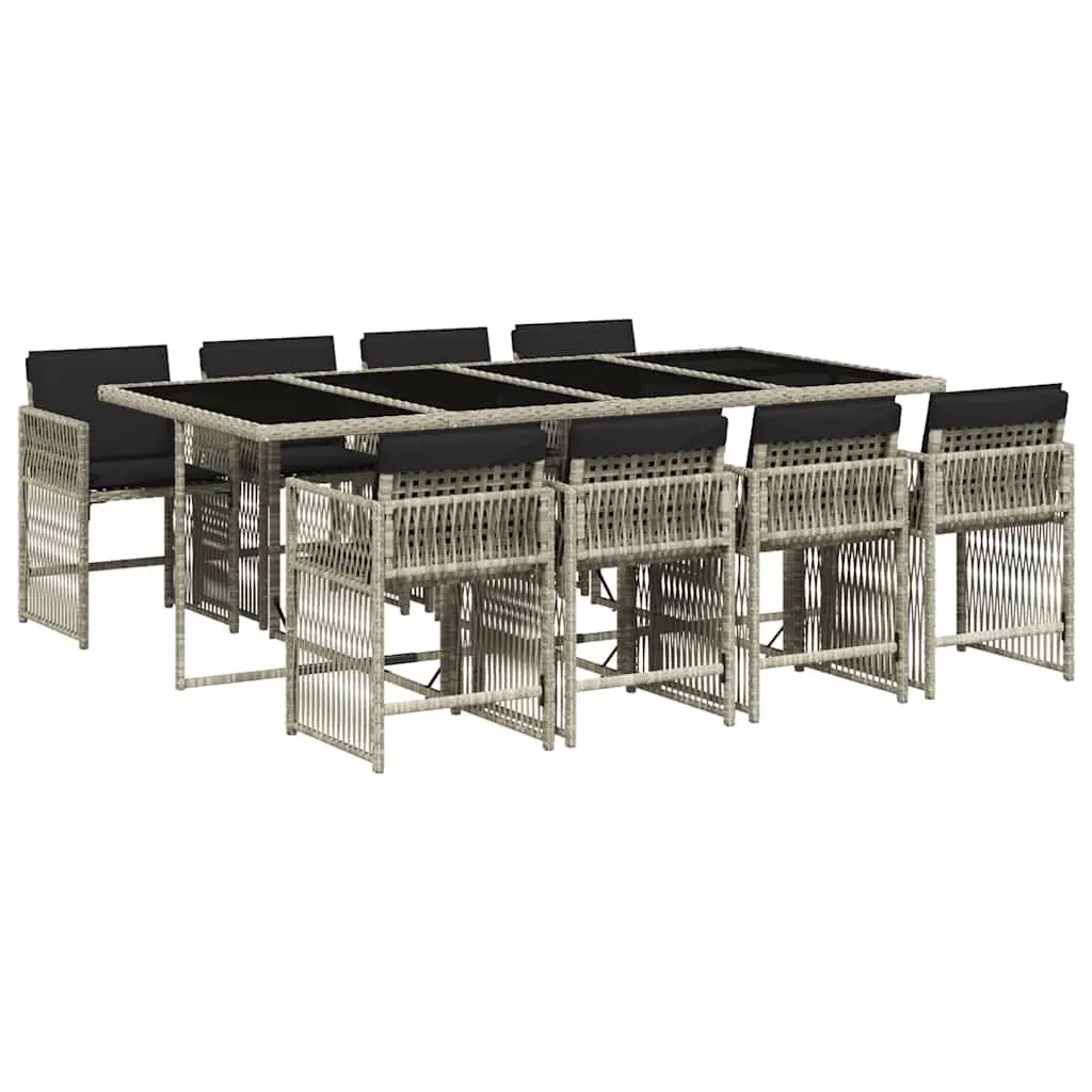 9 Piece Grey Poly Rattan Garden Dining Set