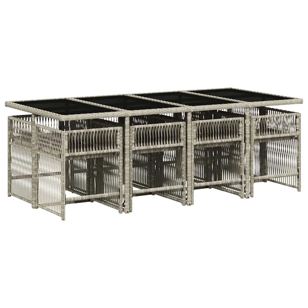 9 Piece Grey Poly Rattan Garden Dining Set