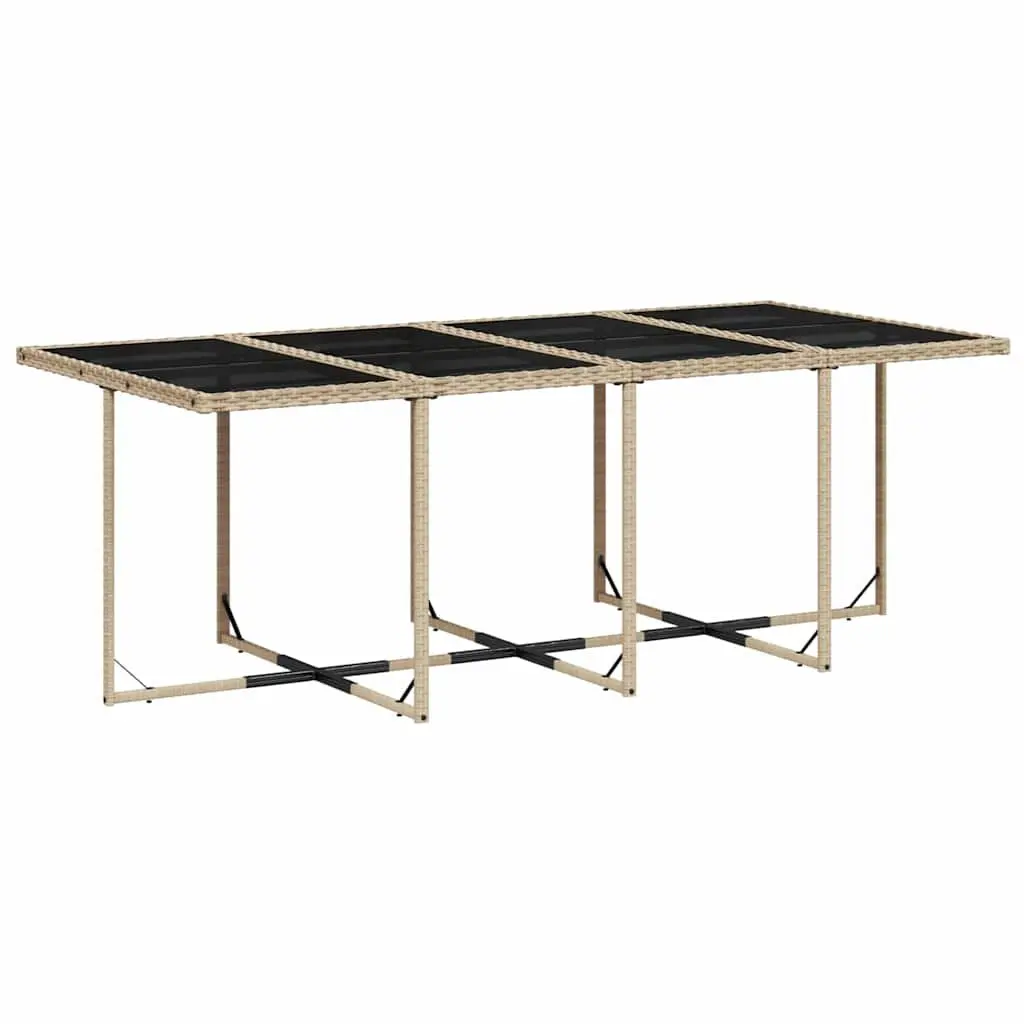 9 Piece Outdoor Dining Set with Beige Poly Rattan