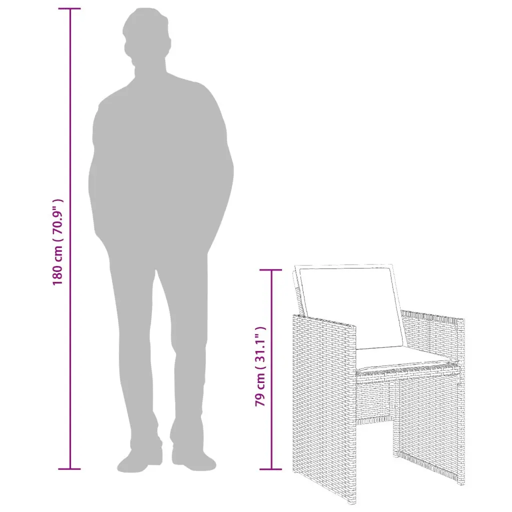 9 Piece Outdoor Dining Set Poly Rattan Acacia Wood Table Black