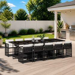 Durable 11-Piece Outdoor Garden Dining Set in Black
