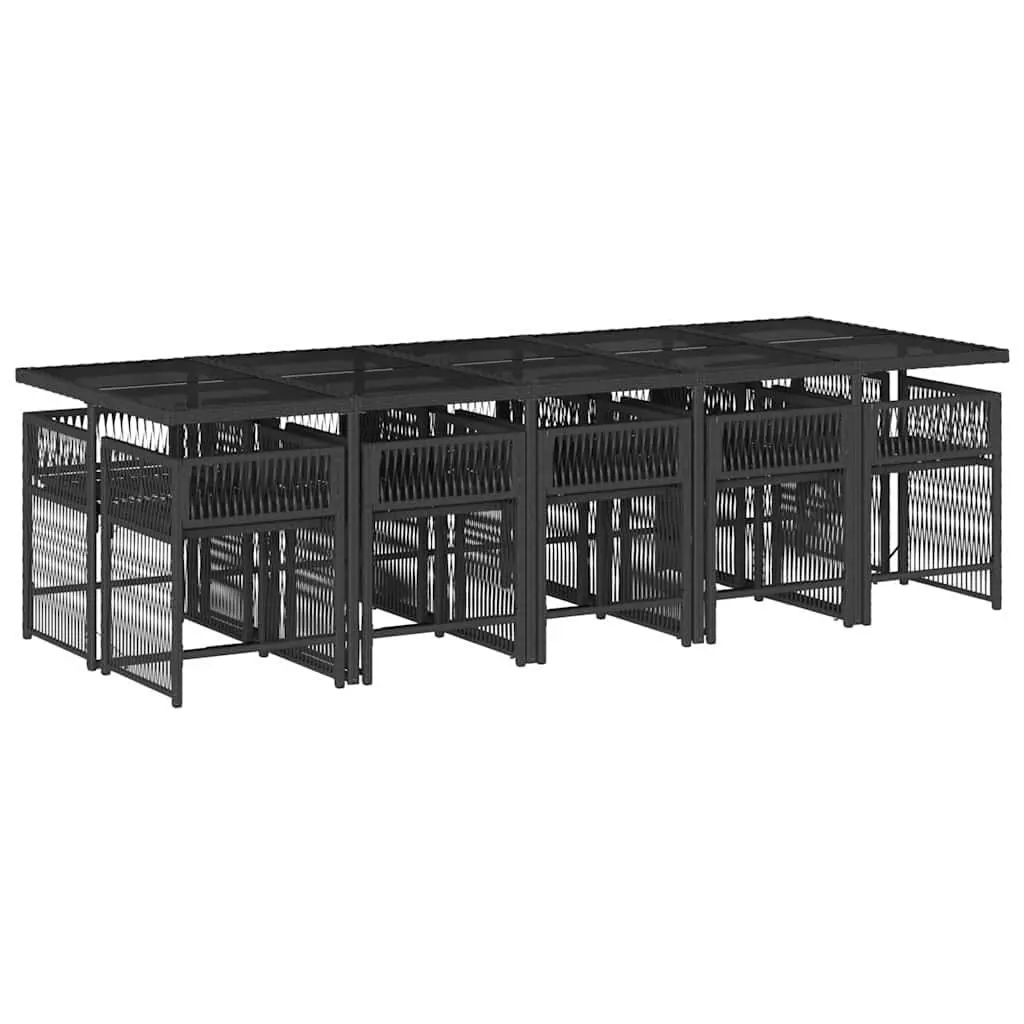 11 Piece Outdoor Dining Set PE Rattan Black Garden Patio Furniture